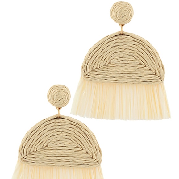 Wrapped Raffia Arch Tassel Earrings - Picture 2 of 2